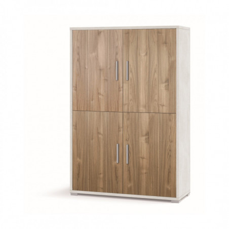 Mobile 4 Ante 108L x 41P x h161 – Finitura Bianco Opaco e Legno Noce – Sarmog