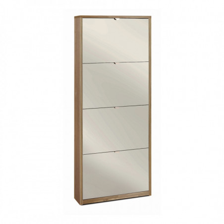 Scarpiera 4 Ante Specchio 63L x 18P x h154 – Finitura Legno Noce – Sarmog