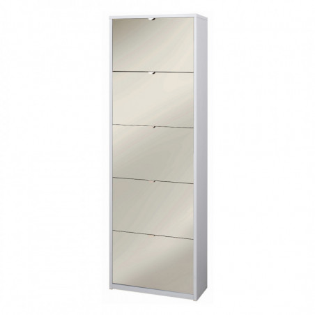 Scarpiera 5 Ante Specchio 63L x 29P x h190 – Finitura Bianco Fiammato con Specchio – Sarmog