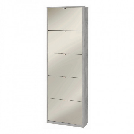 Scarpiera 5 Ante Specchio 63L x 29P x h190 – Finitura Cemento con Specchio – Sarmog