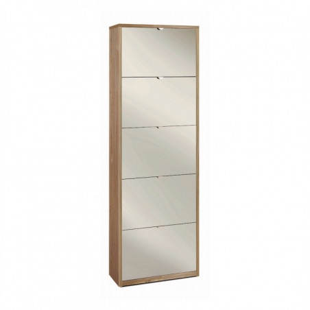 Scarpiera 5 Ante Specchio 63L x 29P x h190 – Finitura Legno Noce con Specchio – Sarmog