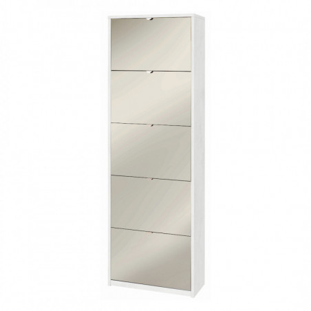 Scarpiera 5 Ante Specchio 63L x 29P x h190 – Finitura Bianco Opaco con Specchio – Sarmog