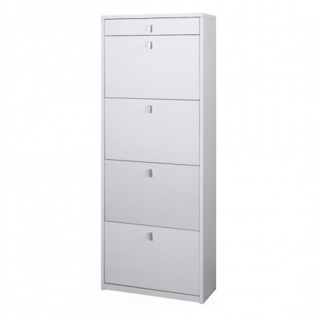 Scarpiera 4 Ante e 1 Cassetto 63L x 29P x h164 – Finitura Bianco Fiammato – Sarmog