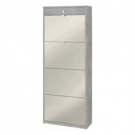 Scarpiera 4 Ante Specchio e 1 Cassetto 63L x 29P x h164 – Finitura Cemento – Sarmog