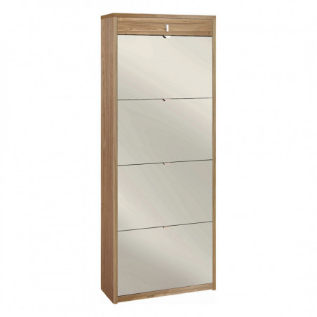 Scarpiera 4 Ante Specchio e 1 Cassetto 63L x 29P x h164 – Finitura Legno Noce Stelvio – Sarmog