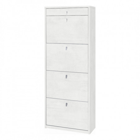 Scarpiera 4 Ante e 1 Cassetto 63L x 29P x h164 – Finitura Bianco Opaco – Sarmog
