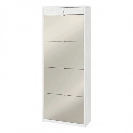 Scarpiera 4 Ante Specchio e 1 Cassetto 63L x 29P x h164 – Finitura Bianco Opaco – Sarmog