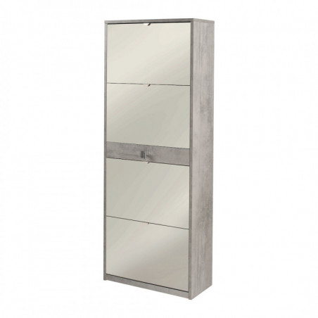 Scarpiera 4 Ante Specchio e 1 Cassetto 63L x 29P x h164 – Finitura Cemento – Sarmog
