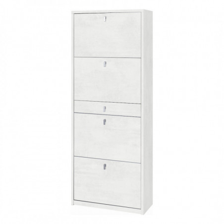 Scarpiera 4 Ante e 1 Cassetto 63L x 29P x h164 – Finitura Bianco Opaco – Sarmog