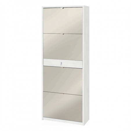 Scarpiera 4 Ante Specchio e 1 Cassetto 63L x 29P x h164 – Finitura Bianco Opaco – Sarmog