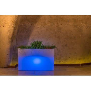 Fioriera Luce in Polimero Monacis Flowerpot Bright cm. 80X35 h 50 Luce Blu