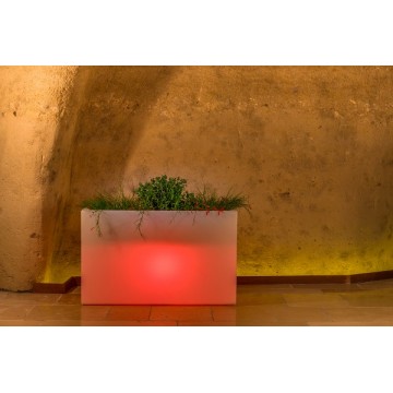 Jardinière lumineuse en polymère Monacis Flowerpot Bright cm. 80X35 h 50 Lumière Rouge