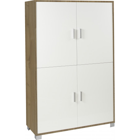 Mobile 4 Ante 108L x 41P x h161 – Finitura Legno Noce e Bianco Fiammato – Sarmog