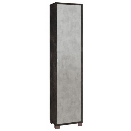 Colonna 1 Anta 43L x 29P x h190 – Finitura Nero Opaco e Cemento – Sarmog