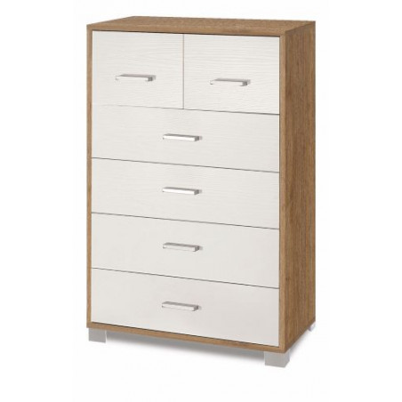 Mobile 4 + 2 Cassetti 70L x 41P x h112 – Finitura Legno Noce Stelvio e Bianco Fiammato – Sarmog