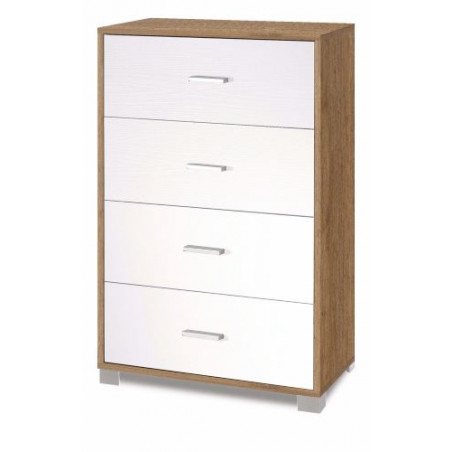 Mobile 4 Cassetti 70L x 41P x h112 – Finitura Legno Noce Stelvio e Bianco Fiammato – Sarmog