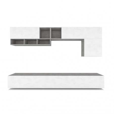 Composizione Armadio 282L x 45P x h200 – Finitura Cemento e Bianco Opaco – Sarmog