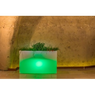 Fioriera Luce in Polimero Monacis Flowerpot Bright cm.80X35 h 50 Luce Verde