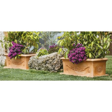 Vaso Fioriera decorativa classica tradizionale 80x40 H34 in polimero resistente impruneta per piante per giardini e terrazze - Made in Italy - Monacis