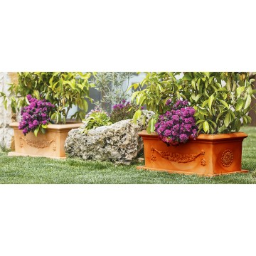 Vaso Fioriera decorativa classica tradizionale 80x40 H34 in polimero resistente terracotta per piante per giardini e terrazze - Made in Italy - Monacis