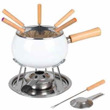 Service à fondue émaillé blanc 12 pcs Eva