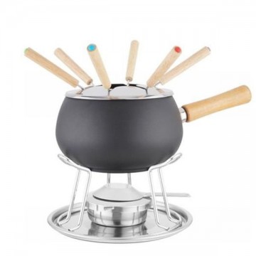 Matt Black Glazed Fondue Set pcs.12 Eva