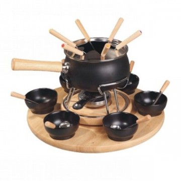 Matt Black Glazed Fondue Set pcs.25 Eva