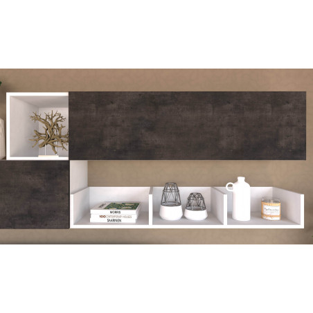 Composizione Armadio 282L x 45P x h202 – Finitura Legno Noce Stelvio e Nero Opaco – Sarmog