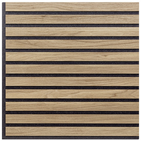 Pannello Singolo Decorativo Murale, Fonoassorbente a Listelli Lineari in Legno, Rovere Aurora, 55x55 p1,1 cm - Hoogapanel