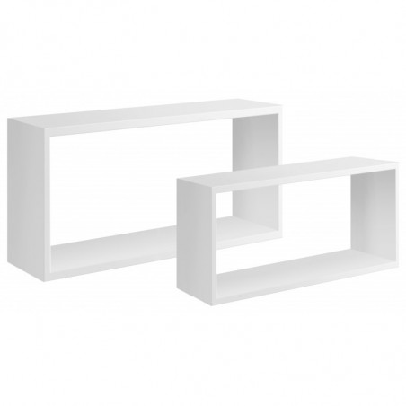 Set di 2 Mensole da Muro, Pensile Bagno, Mensola da Parete, Scaffale da Parete, Bianco, 70x35 p20 cm e 60x30 p20 cm - Bis Rettangolo Bislungo