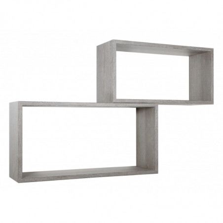 Set di 2 Mensole da Muro, Pensile Bagno, Mensola da Parete, Scaffale da Parete, Rovere Grigio Nuovo, 70x35 p20 cm e 60x30 p20 cm - Bis Rettangolo Bislungo