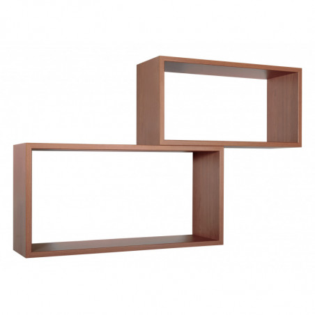 Set di 2 Mensole da Muro, Pensile Bagno, Mensola da Parete, Scaffale da Parete, Ciliegio, 70x35 p20 cm e 60x30 p20 cm - Bis Rettangolo Bislungo