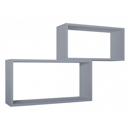 Set di 2 Mensole da Muro, Pensile Bagno, Mensola da Parete, Scaffale da Parete, Grigio, 70x35 p20 cm e 60x30 p20 cm - Bis Rettangolo Bislungo