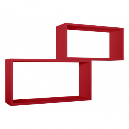 Set di 2 Mensole da Muro, Pensile Bagno, Mensola da Parete, Scaffale da Parete, Rosso, 70x35 p20 cm e 60x30 p20 cm - Bis Rettangolo Bislungo