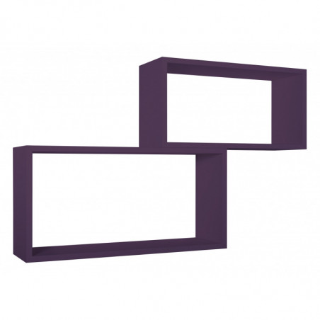 Set di 2 Mensole da Muro, Pensile Bagno, Mensola da Parete, Scaffale da Parete, Viola Melanzana, 70x35 p20 cm e 60x30 p20 cm - Bis Rettangolo Bislungo
