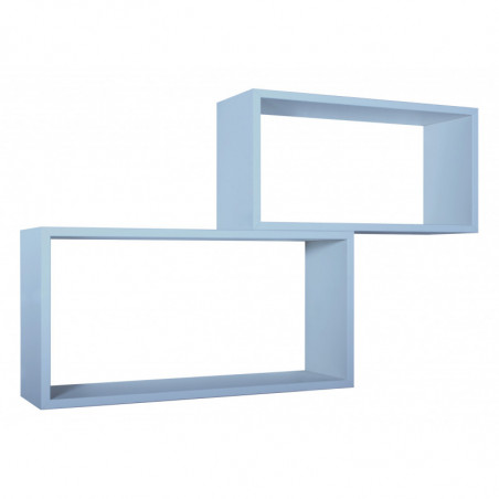 Set di 2 Mensole da Muro, Pensile Bagno, Mensola da Parete, Scaffale da Parete, Blu Baltico, 70x35 p20 cm e 60x30 p20 cm - Bis Rettangolo Bislungo