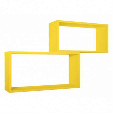 Set di 2 Mensole da Muro, Pensile Bagno, Mensola da Parete, Scaffale da Parete, Giallo Canarino, 70x35 p20 cm e 60x30 p20 cm - Bis Rettangolo Bislungo