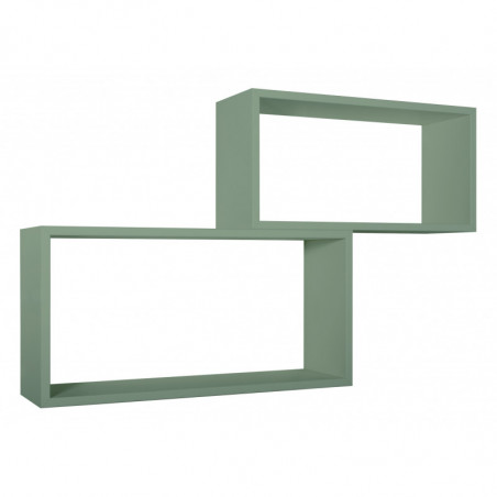 Set di 2 Mensole da Muro, Pensile Bagno, Mensola da Parete, Scaffale da Parete, Verde Acqua Marina, 70x35 p20 cm e 60x30 p20 cm - Bis Rettangolo Bislungo
