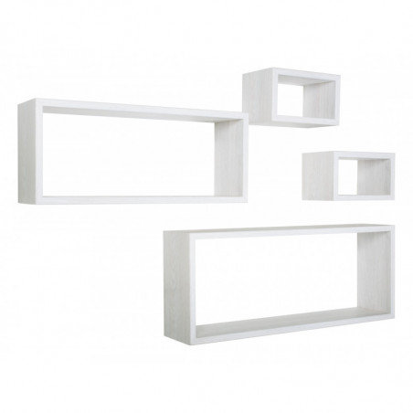 Set 4 Mensole da Muro, Pensile Bagno, Mensola Parete, Scaffale Parete, Rovere Sbiancato, 75x30 p15,5 cm, 60x25 p15,5 cm e 2 da 25x15 p15,5 cm - Merlino