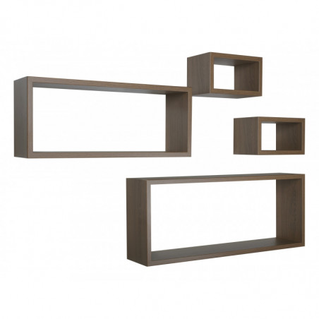 Set 4 Mensole da Muro, Pensile Bagno, Mensola Parete, Scaffale Parete, Rovere Tabacco, 75x30 p15,5 cm, 60x25 p15,5 cm e 2 da 25x15 p15,5 cm - Merlino