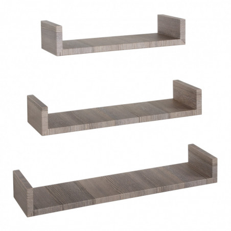 Set di 3 Mensole da Muro, Mensole Muro Design, Mensola da Parete, Rovere Moka, 60x8 p15,5 cm, 50x8 p15,5 cm e 40x8 p15,5 cm - Calamita