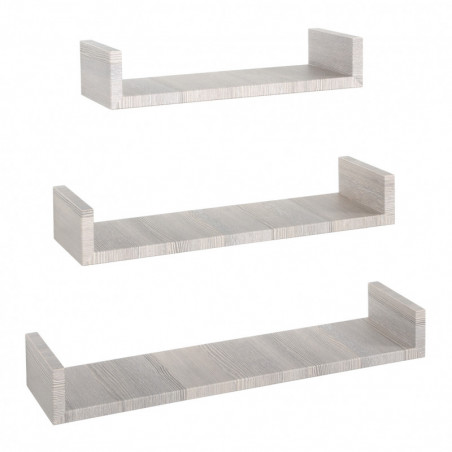 Set di 3 Mensole da Muro, Mensole Muro Design, Mensola da Parete, Rovere Grigio, 60x8 p15,5 cm, 50x8 p15,5 cm e 40x8 p15,5 cm - Calamita