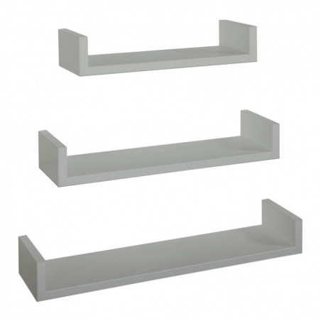 Set di 3 Mensole da Muro, Mensole Muro Design, Mensola da Parete, Grigio Sasso, 60x8 p15,5 cm, 50x8 p15,5 cm e 40x8 p15,5 cm - Calamita