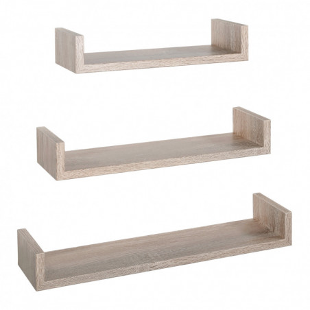 Set di 3 Mensole da Muro, Mensole Muro Design, Mensola da Parete, Rovere Sagerau, 60x8 p15,5 cm, 50x8 p15,5 cm e 40x8 p15,5 cm - Calamita