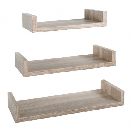 Set di 3 Mensole da Muro, Mensole Muro Design, Mensola da Parete, Rovere Sagerau, 60x8 p23,7 cm, 50x8 p23,7 cm e 40x8 p23,7 cm - Calamita Maxi