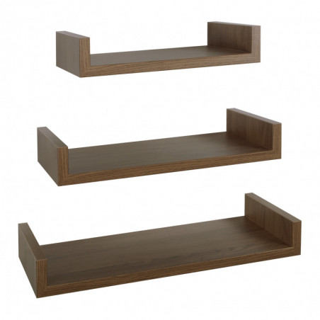 Set di 3 Mensole da Muro, Mensole Muro Design, Mensola da Parete, Rovere Tabacco, 60x8 p23,7 cm, 50x8 p23,7 cm e 40x8 p23,7 cm - Calamita Maxi