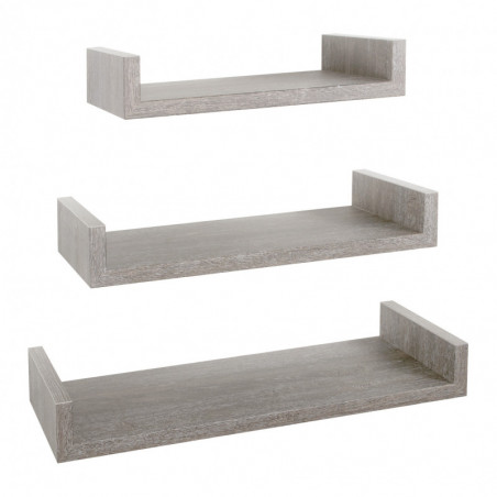 Set di 3 Mensole da Muro, Mensole Muro Design, Mensola da Parete, Rovere Grigio Nuovo, 60x8 p23,7 cm, 50x8 p23,7 cm e 40x8 p23,7 cm - Calamita Maxi