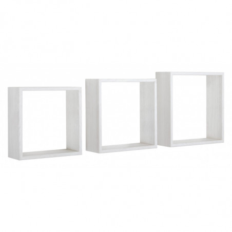 Set di 3 Mensole da Muro, Cubi Arredo, Mensole Cubo, Cubi da Parete, Rovere Sbiancato, 30x30x10cm 27x27x10cm e 24x24x10cm - Incubo Slim