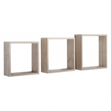 Set di 3 Mensole da Muro, Cubi Arredo, Mensole Cubo, Cubi da Parete, Rovere Sbagerau, 30x30x10cm 27x27x10cm e 24x24x10cm - Incubo Slim