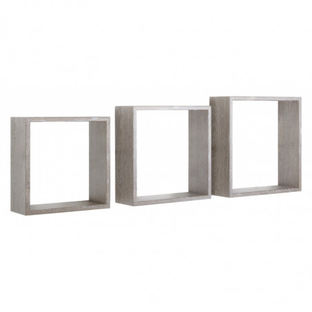 Set di 3 Mensole da Muro, Cubi Arredo, Mensole Cubo, Cubi da Parete, Rovere Grigio Nuovo, 30x30x10cm 27x27x10cm e 24x24x10cm - Incubo Slim